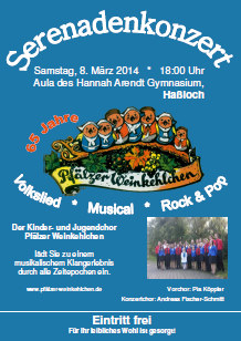 Plakat Serenadenkonzert am 8. März 2014 in Haßloch